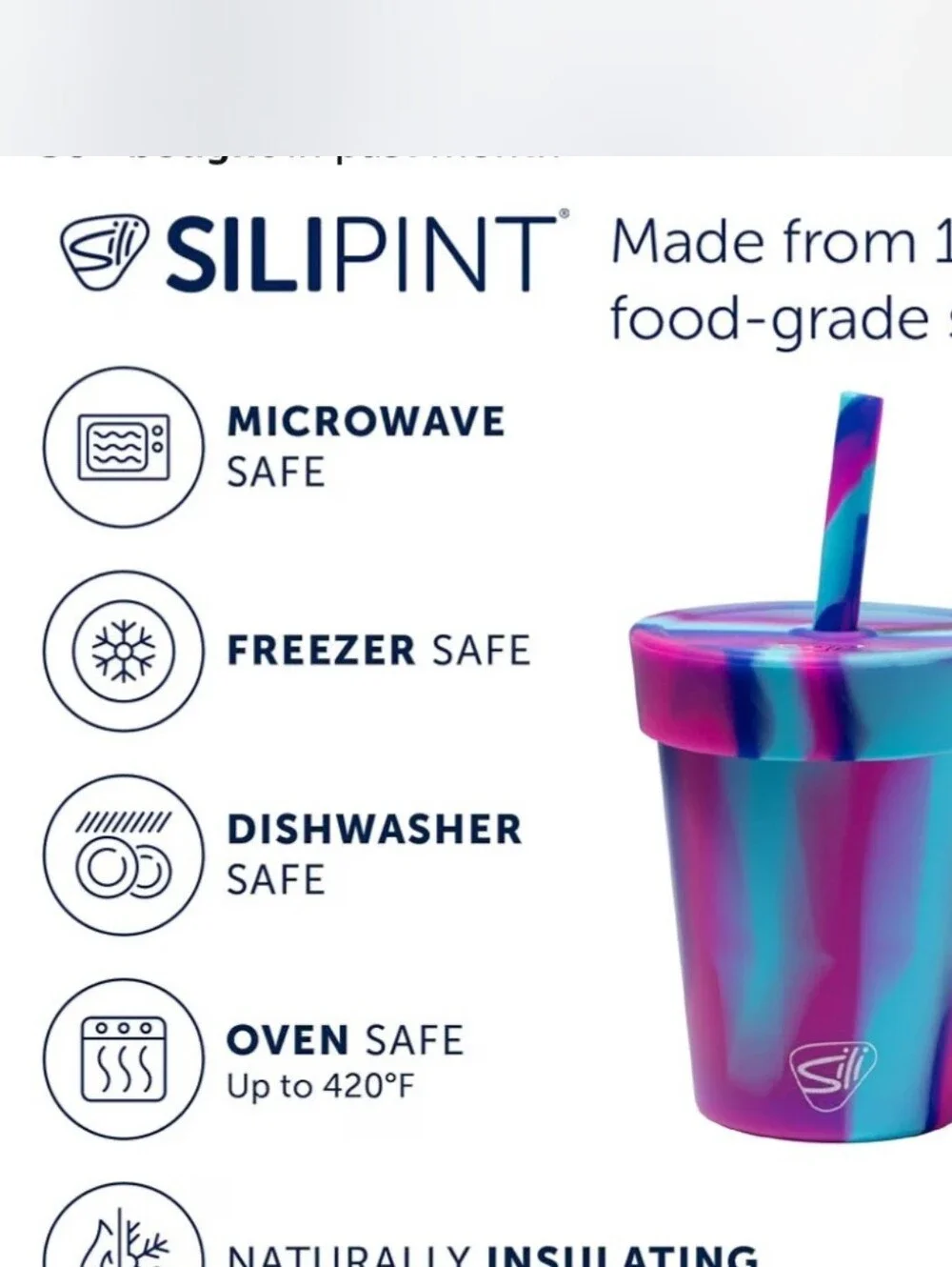 Silipint - 8oz Silicone Tumbler with Straw and Lid - NEW